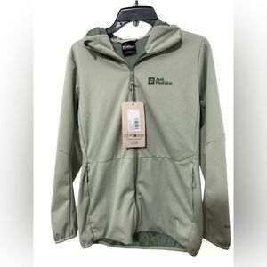 Jack Wolfskin Women's Green Jacket NWT size M full zip hoodie pockets